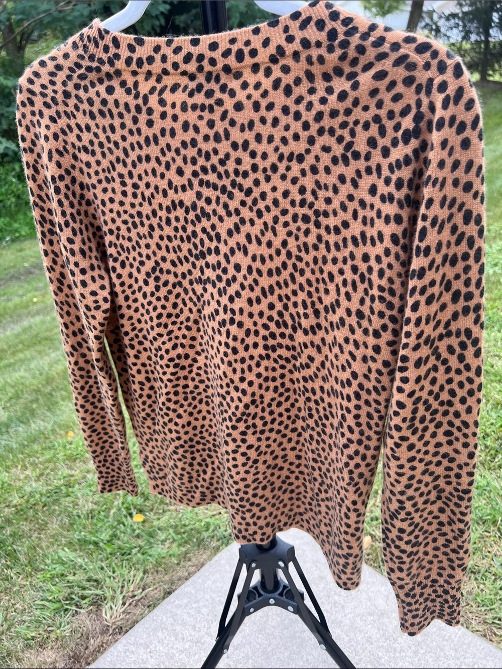 J. Crew Soft 100% Cashmere Lux Crewneck Sweater Leopard Dot